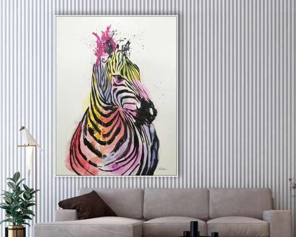 Ambiente Arte Abstracto de Cebra con Pinceladas Vibrantes