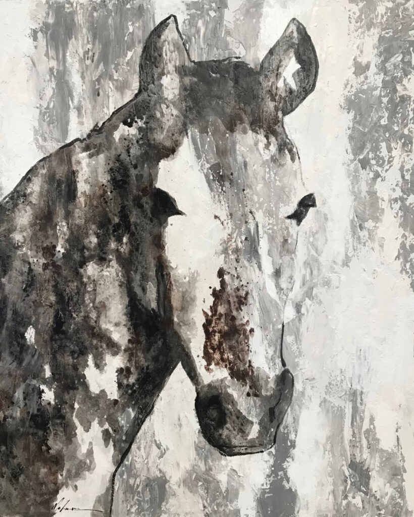 Retrato Equino Abstracto en Tonos Neutros