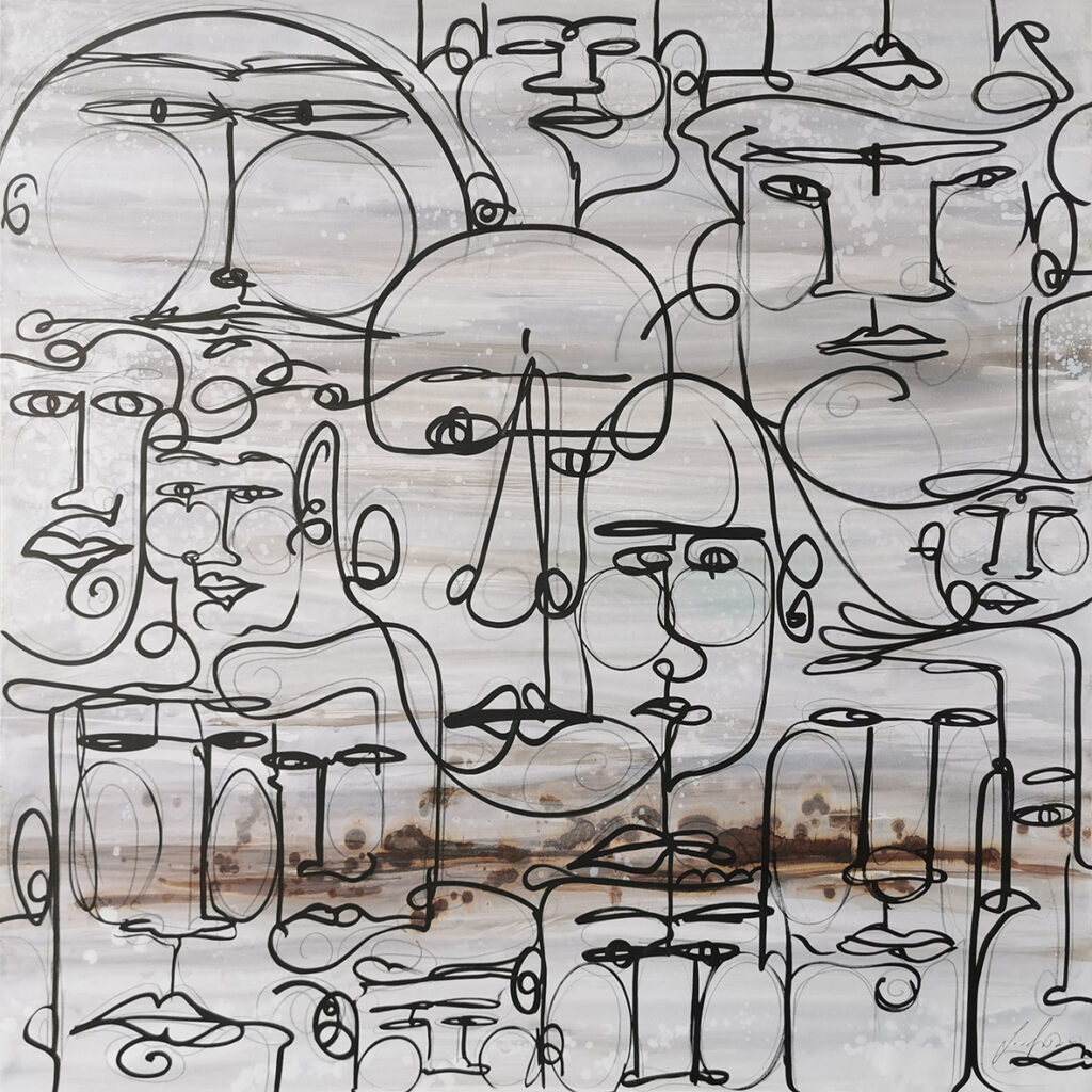 Dibujo Lineal Abstracto de Rostros