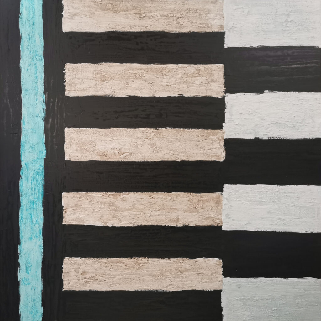 Pintura Abstracta Moderna con Rayas Geométricas
