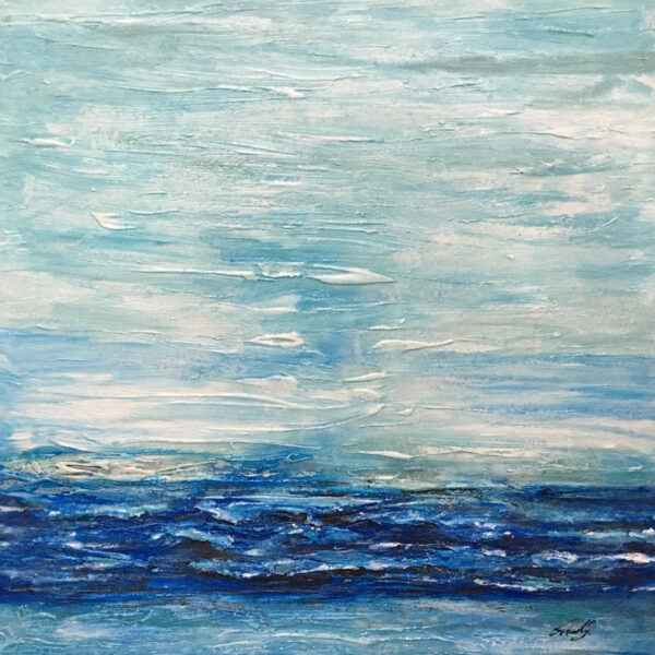 Escena Oceánica Abstracta en Tonos Azules
