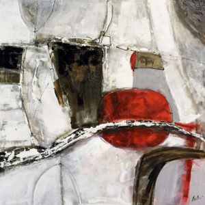 Pintura Expresionista Abstracta con Acento Rojo