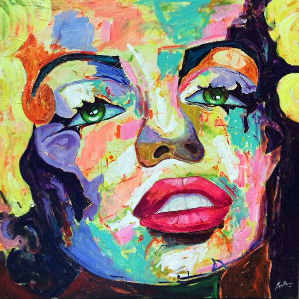 Retrato Abstracto Femenino en Tonos Vibrantes