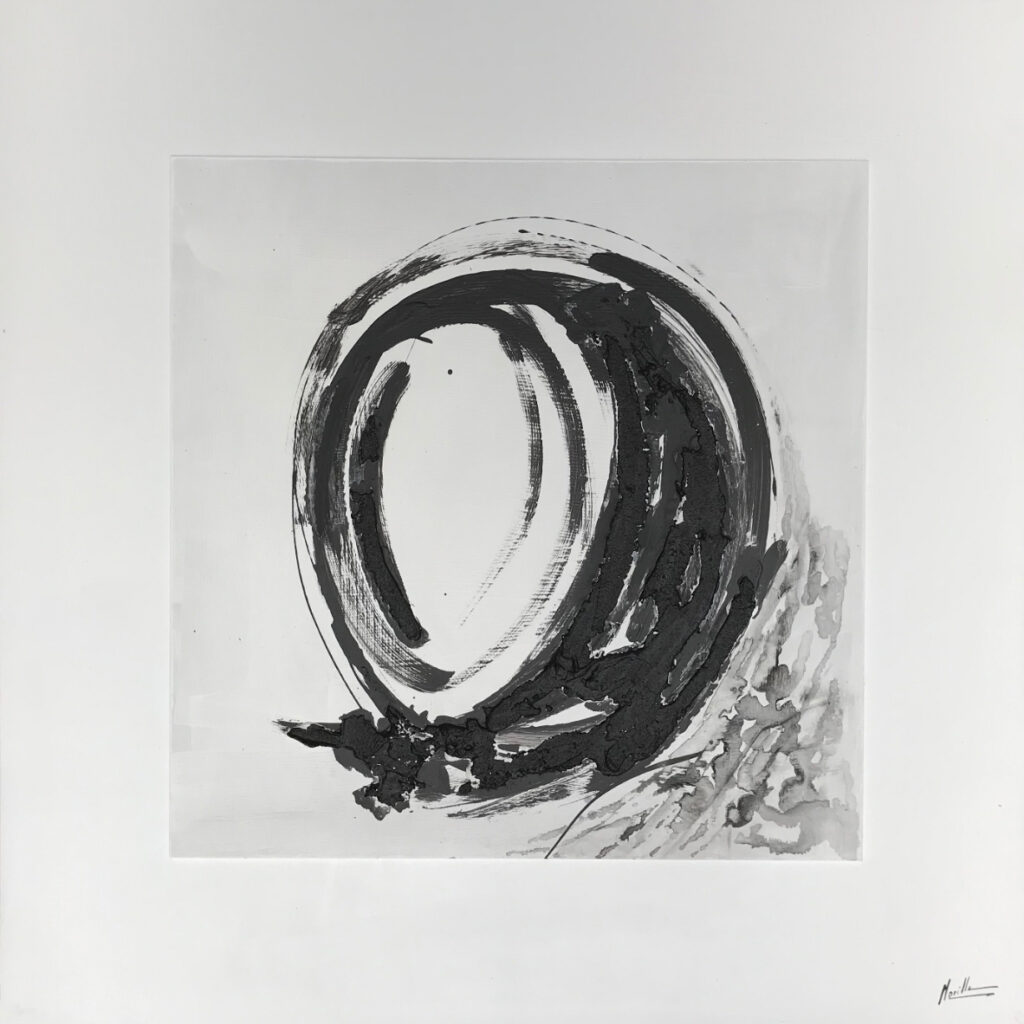 Pintura Abstracta Monocromática Circular