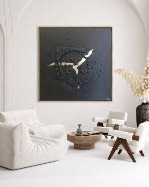 Obra Abstracta Texturizada en Negro