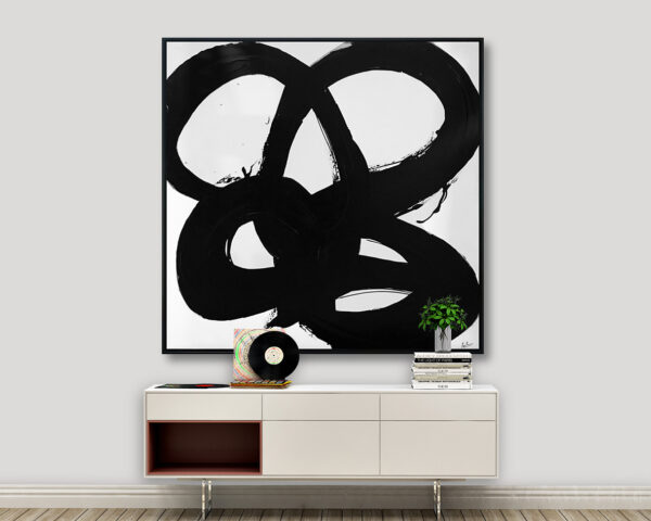 Ambiente Arte Abstracto de Tinta Negra Intensa