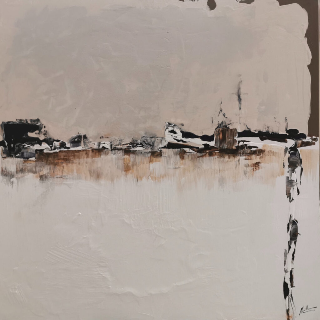 Pintura Abstracta Moderna en Tonos Neutros