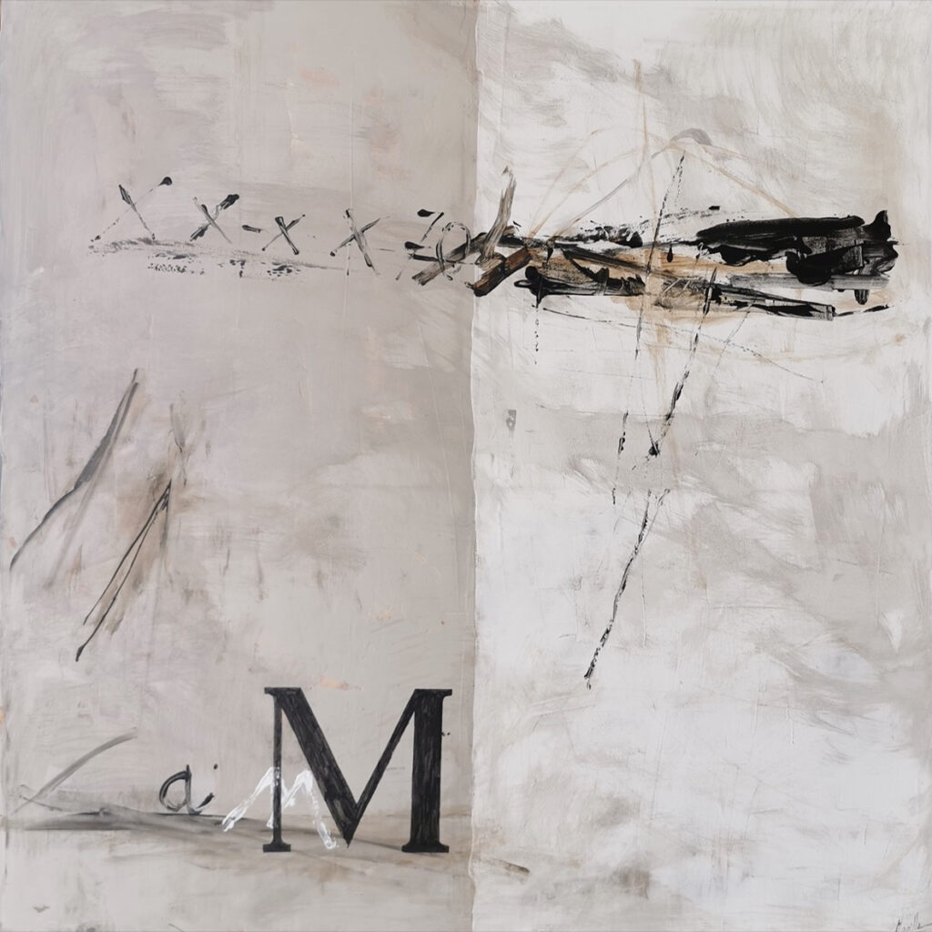 Pintura Abstracta en Tonos Neutros y Negros