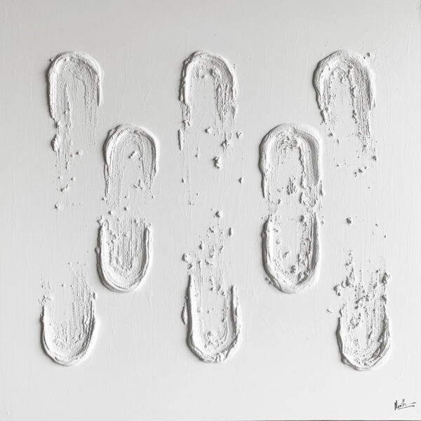 Obra Minimalista Abstracta Texturizada en Blanco