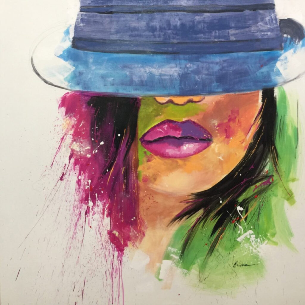 Retrato Colorido con Detalles Abstractos