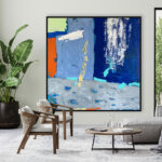 Ambiente Pintura Abstracta en Acrílico con Tonos Azules