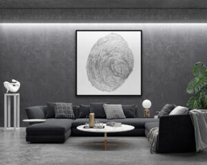Ambiente Arte Abstracto de Huella Digital en Blanco y Negro