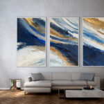 Ambiente Arte Abstracto con Remolinos en Azul y Dorado