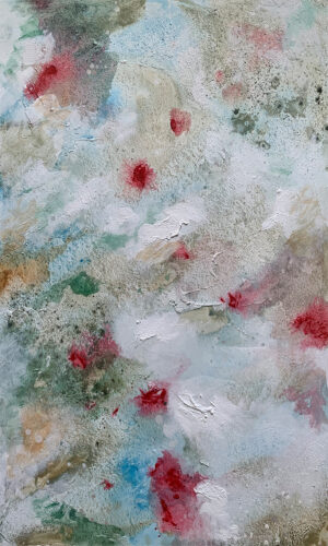Textura Abstracta con Detalles Rojos Vibrantes