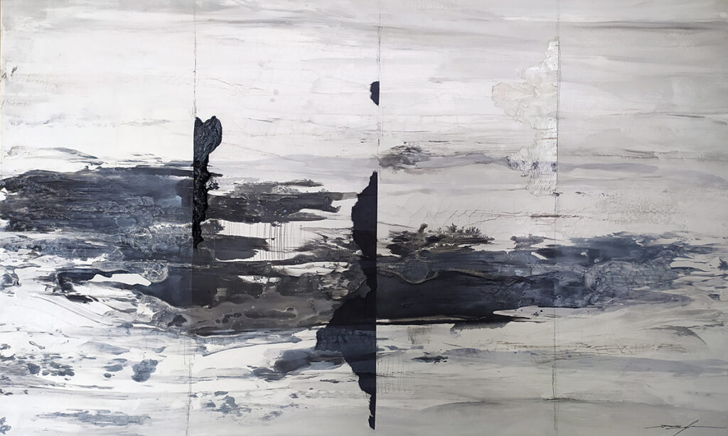Arte Abstracto con Técnica Mixta en Tonos Monocromáticos