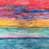 Arte Abstracto Vibrante de Atardecer Marino