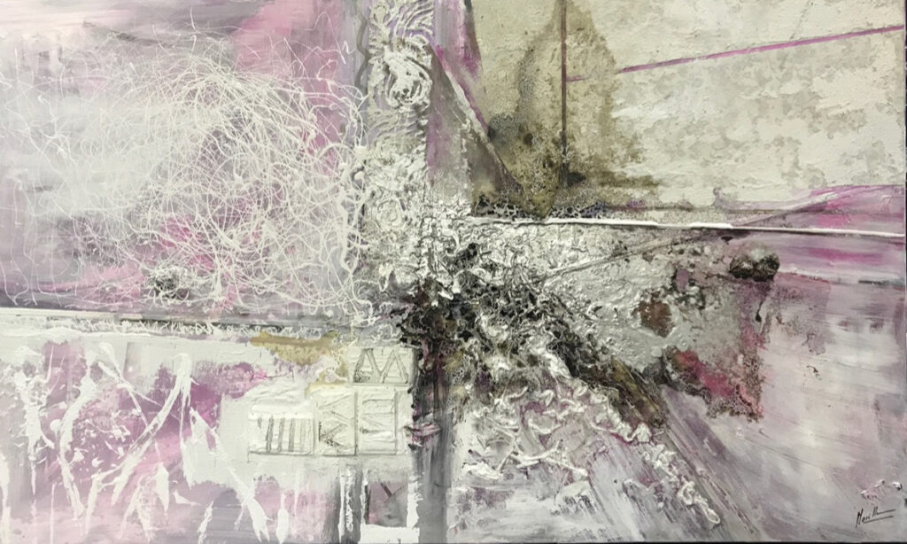 Obra Abstracta Pastel con Técnica Mixta