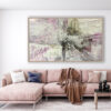 Ambiente Obra Abstracta Pastel con Técnica Mixta