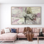Ambiente Obra Abstracta Pastel con Técnica Mixta