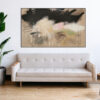 Ambiente Pintura Abstracta Dinámica en Negro y Beige