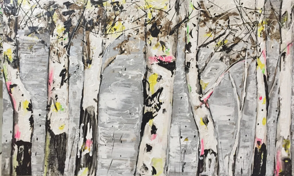 Pintura Abstracta Mixta de Bosque Acrílico