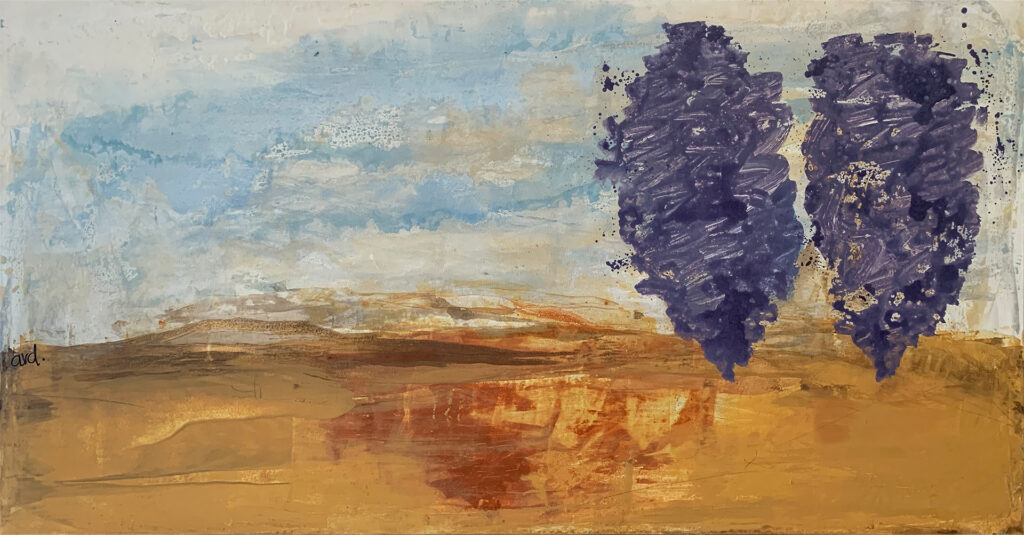 Arte Abstracto de Paisaje con Árboles Morados