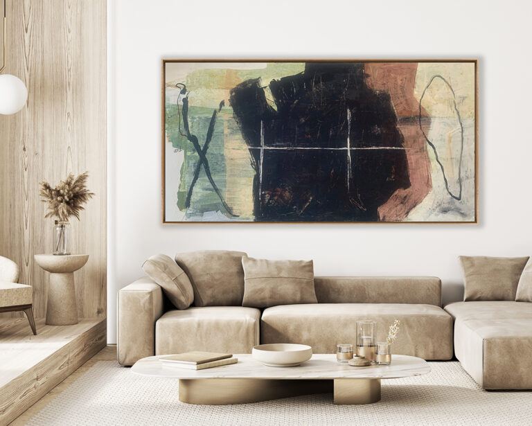 Ambiente Obra Abstracta Mixta en Tonos Terrosos
