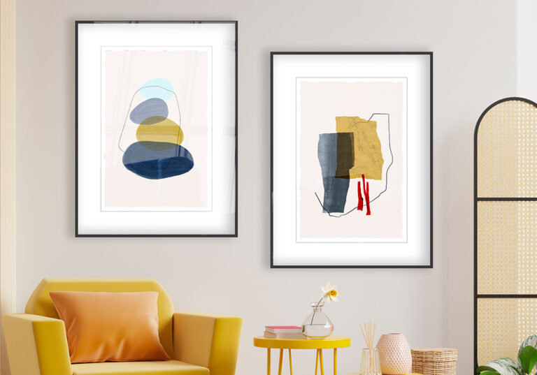 Arte minimalista con formas coloridas