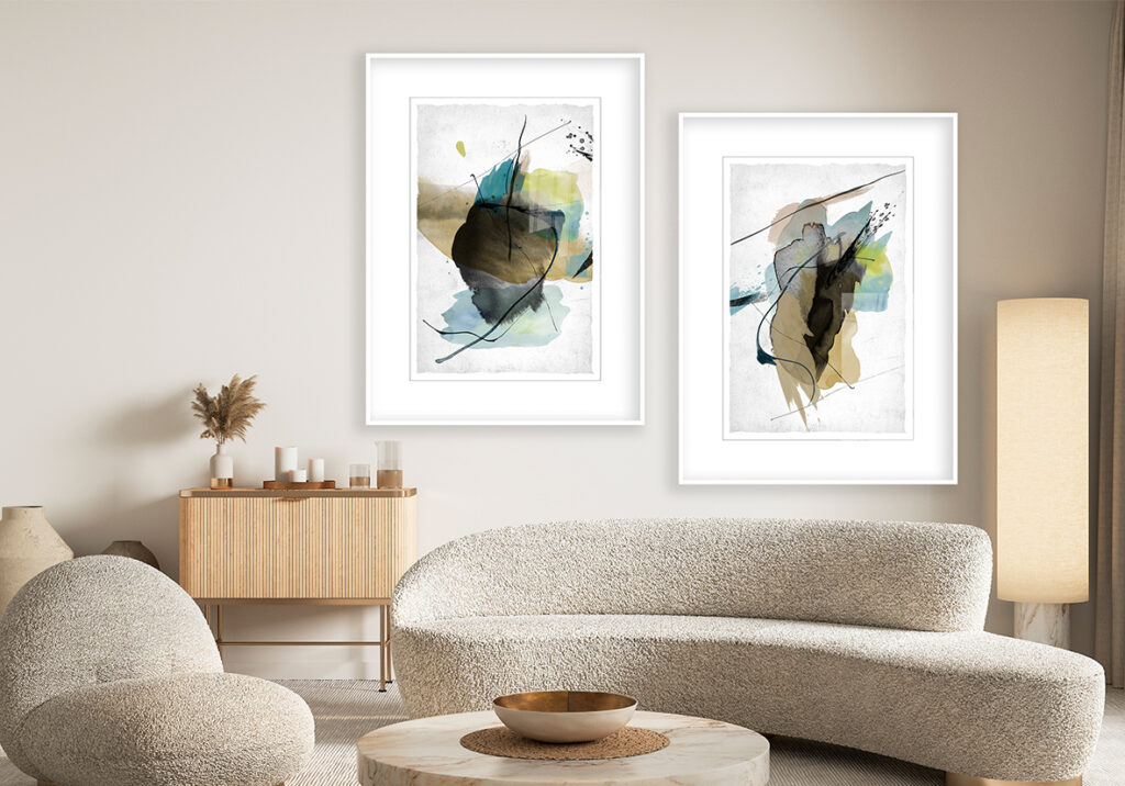Abstraktes Aquarellwerk auf Leinwand