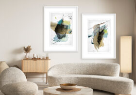 Abstraktes Aquarellwerk auf Leinwand