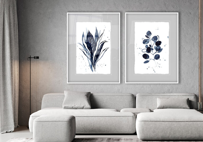 Forma floral abstracta en acuarela