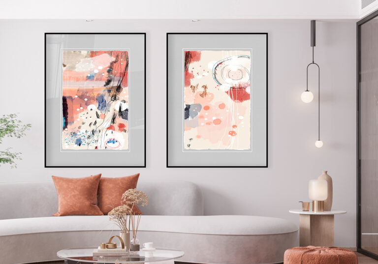 Obra abstracta con acuarela en tonos pastel
