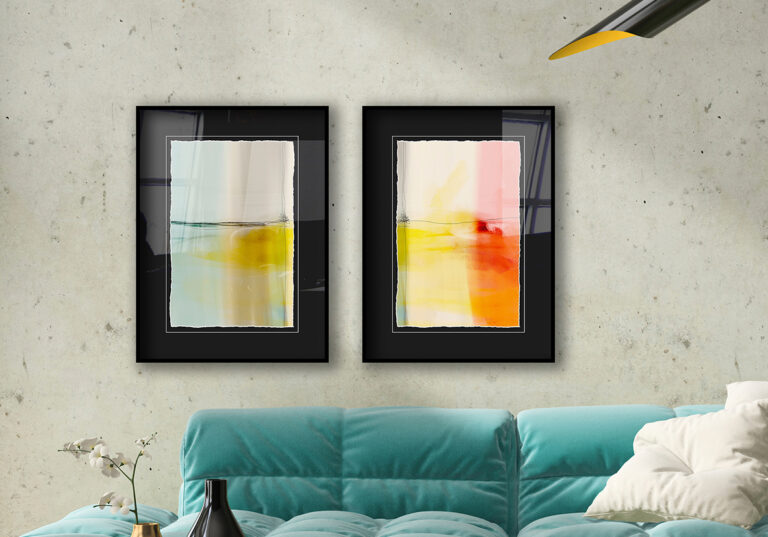 Pintura minimalista en amarillo y verde