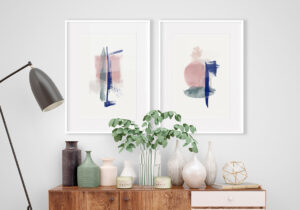 Pintura minimalista con colores intensos