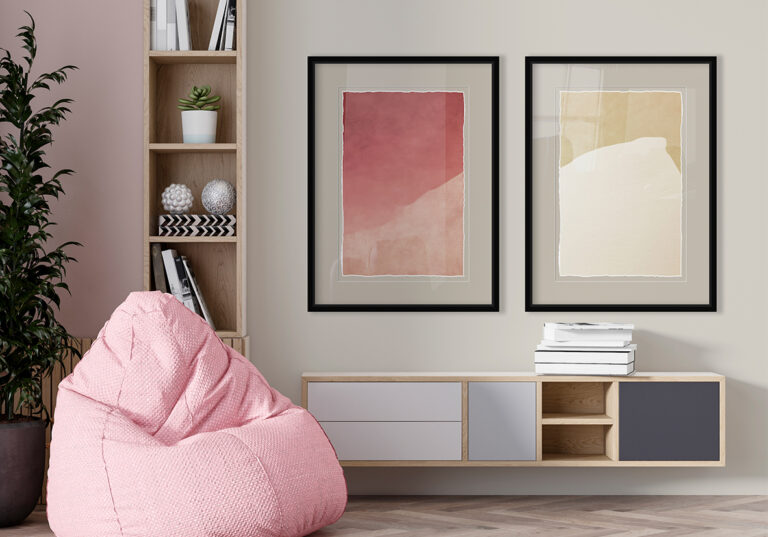 Obra minimalista en rojo y beige