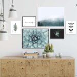 Composición minimalista de láminas con motivos naturales
