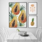 Arte vibrante de papaya en acuarela