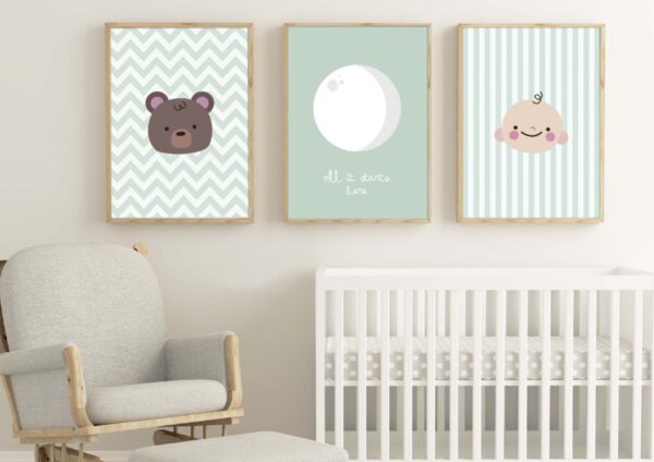 Decoración minimalista para habitación infantil con animales