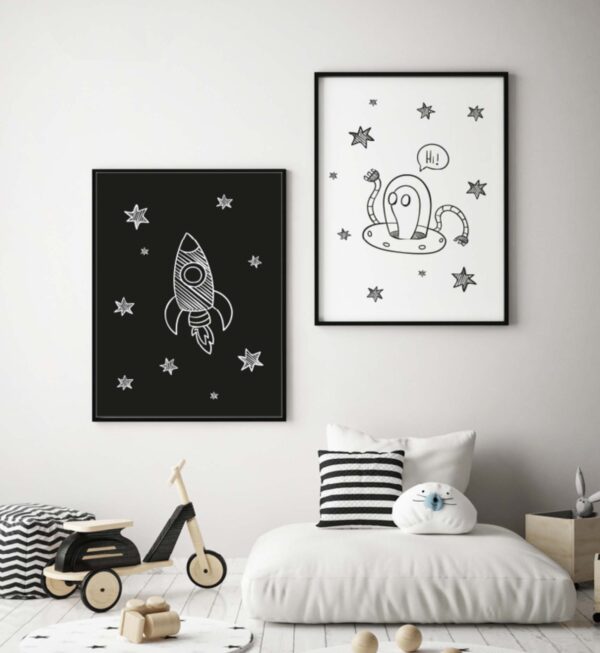 Decoración temática espacial para habitaciones infantiles