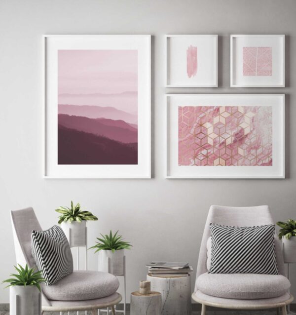Arte abstracto moderno en tonos rosados