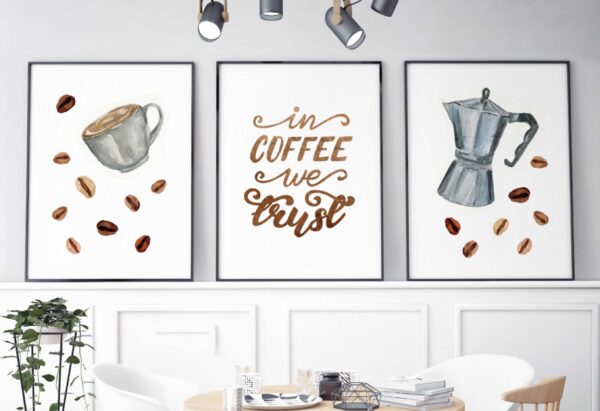 Diseño de tríptico moderno con temática de café