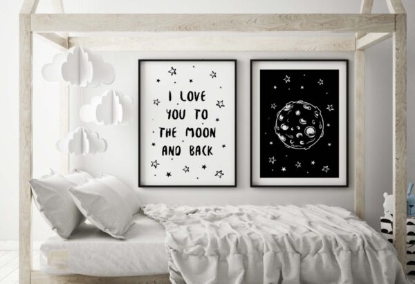 Decoración artística inspiradora con citas sobre la Luna