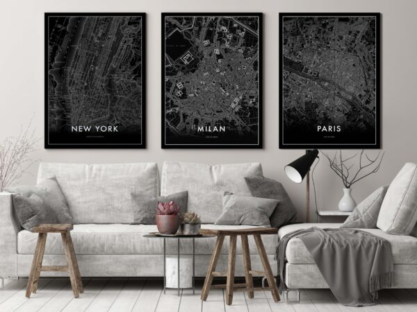 Mapas urbanos modernos en arte gráfico
