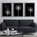 Arte gráfico monocromático moderno con diente de león