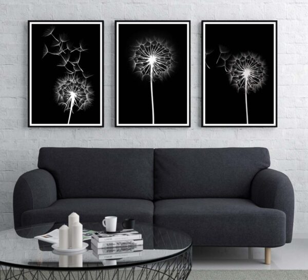 Arte gráfico monocromático moderno con diente de león