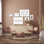 Interior bohemio moderno con arte de pared