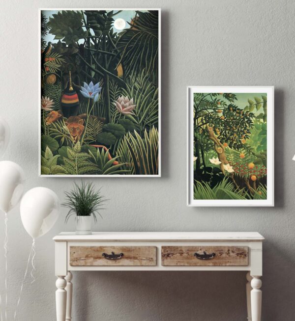 Ilustración tropical de selva enmarcada