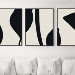 Láminas abstractas minimalistas en blanco y negro