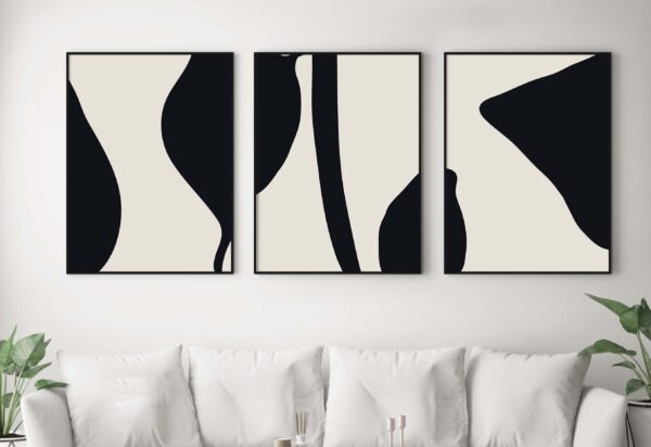 Láminas abstractas minimalistas en blanco y negro