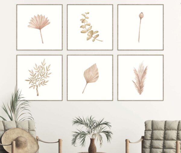 Láminas botánicas minimalistas para pared